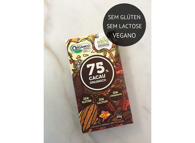 Chocolate Orgânico 75% Cacau 40G